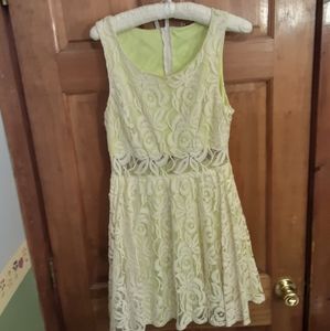 Neon yellow lace dress